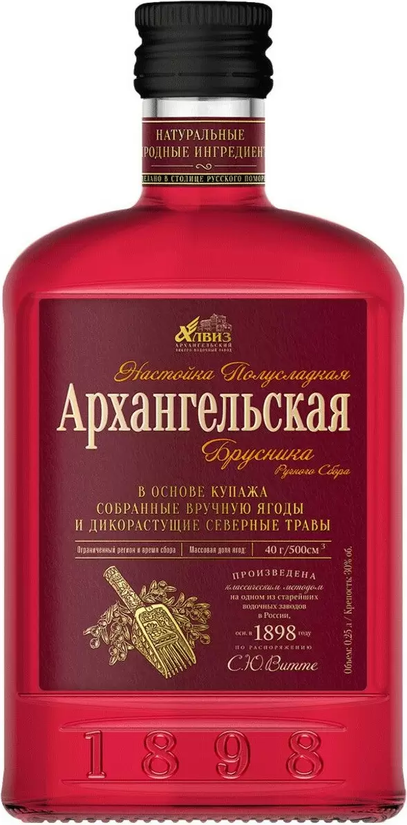 Ликер Архангельская Северная Выдержка Брусника 0.25 л