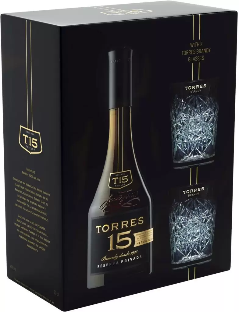 Бренди Torres 15 Reserva Privada 0.7 л Gift Box Set 2 Glasses