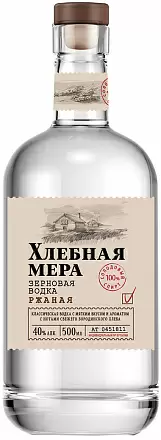 Водка Хлебная Мера Ржаная 0.5 л