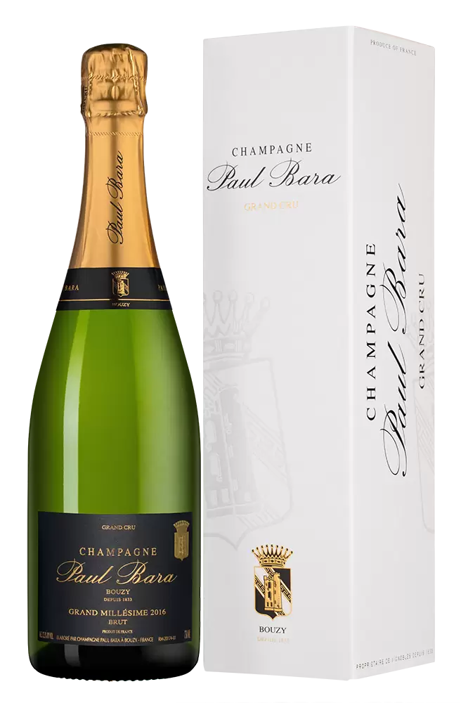 Шампанское Grand Millesime Grand Cru Bouzy Brut Paul Bara 2016 г. 0.75 л Gift Box