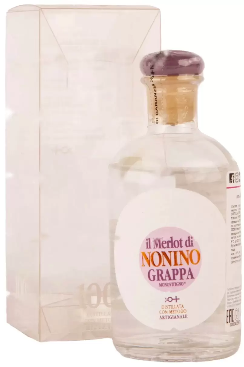 Граппа Il Merlot di Nonino Monovitigno 0.1 л в подарочной упаковке