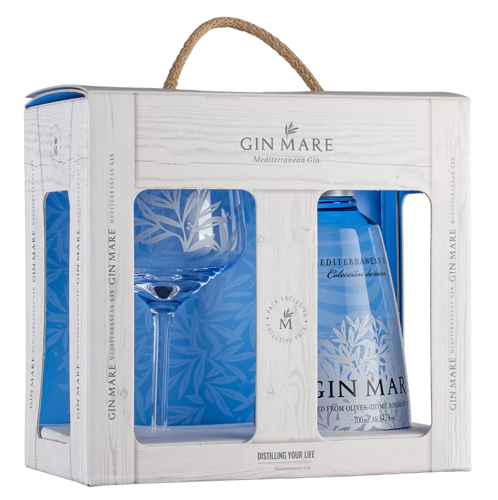Джин Gin Mare 0.7 л Gift Box Set 1 Glass