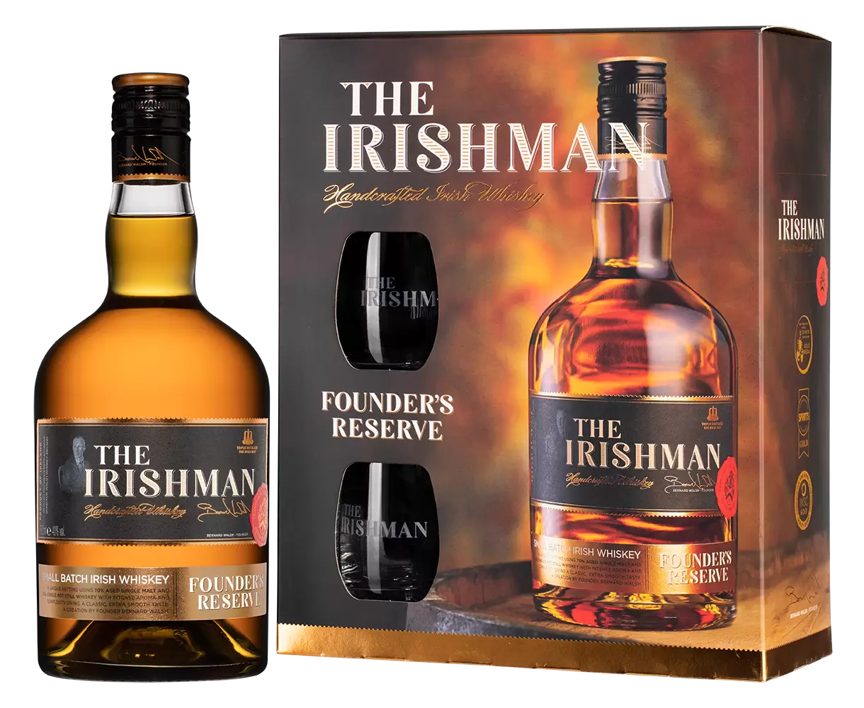 Виски The Irishman Founder's Reserve 0.7 л Gift Box Set 2 Glasses