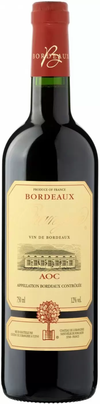 Вино Bordeaux Rouge Chateau de L'Orangerie 2020 г. 0.75 л