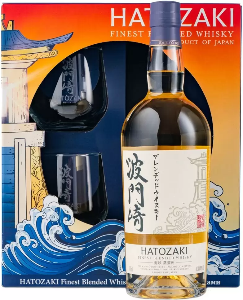 Виски Hatozaki Japanese Blended Whisky with 2 glasses 0.7 л Gift Box