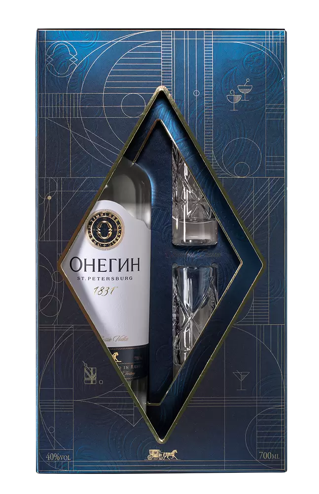 Водка Онегин с 2-мя рюмками 0.7 л Gift Box