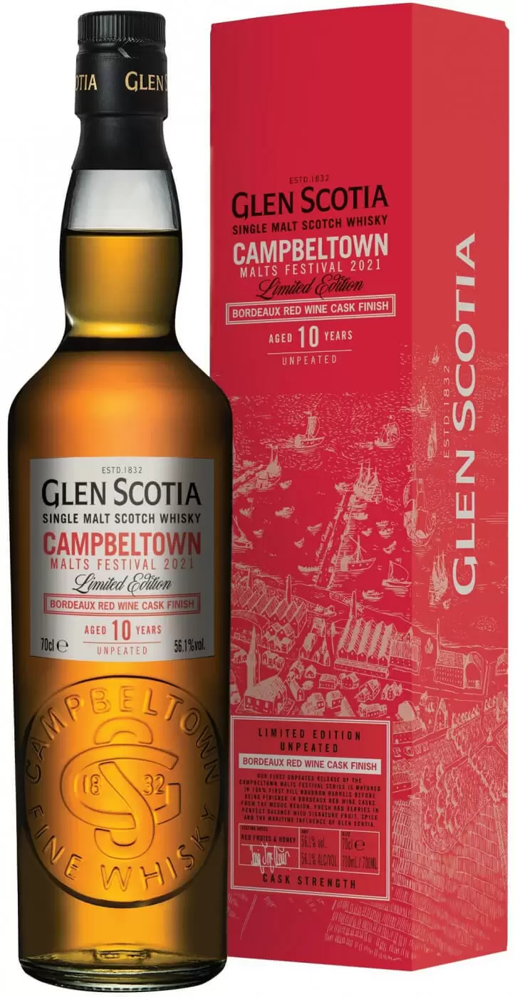 Виски Glen Scotia Bordeaux Сask Finish 10 YO Festival Edition 0.7 л Gift Box