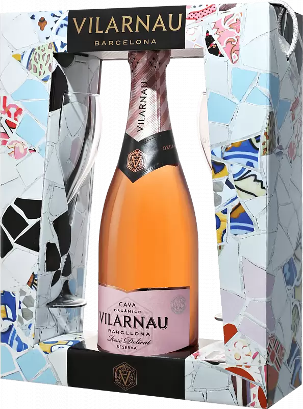 Игристое вино Reserva Rose Delicat Organic 0.75 л Gift Box Set 2 Glasses