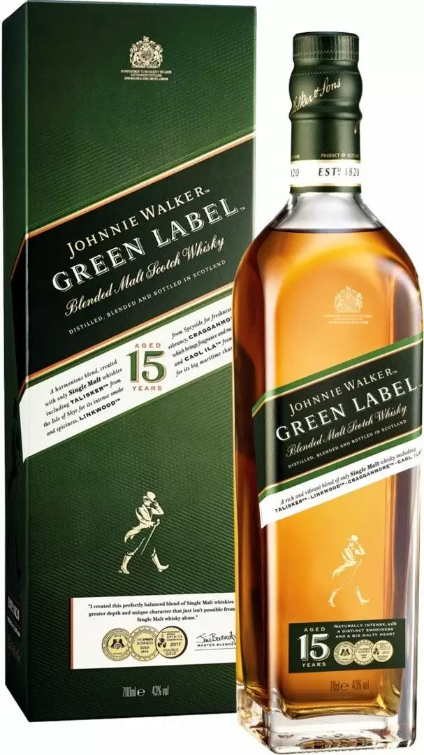 Виски Johnnie Walker Green Label 15 Years Old Blended 0.7 л Gift Box