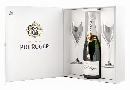 Шампанское Pol Roger Brut Reserve 2 Glasses 0.75 л Gift Box
