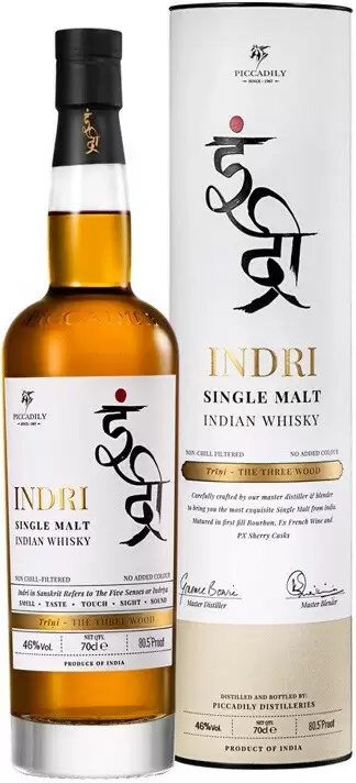 Виски Indri Trini Three Wood 0.7 л в подарочной упаковке