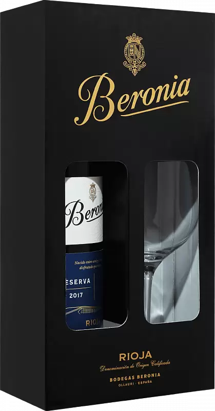 Вино Beronia Reserva Rioja 0.75 л Gift Box Set 1 Glass