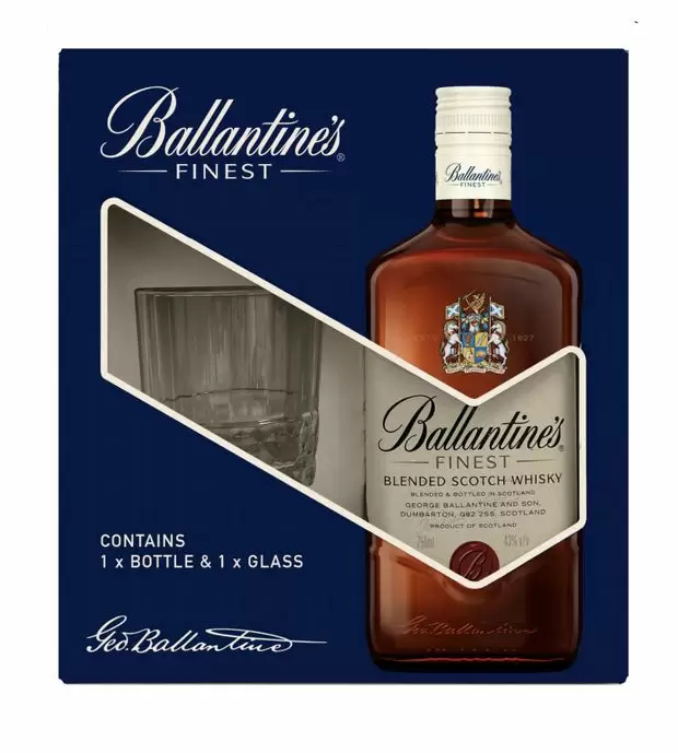 Виски Ballantine's Finest Glass 0.75 л в подарочной упаковке