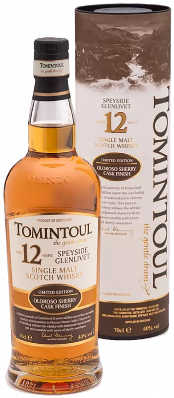 Виски Tomintoul Speyside Glenlivet Oloroso Sherry Cask Finish Scotch 12 Y. O. 0.7 л Gift Box