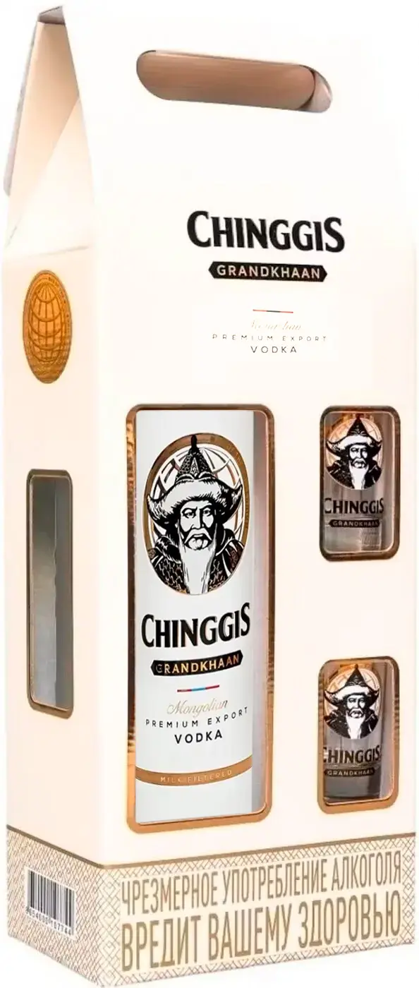 Водка Chinggis Grandkhaan Original 2 Glasses 0.75 л в подарочной упаковке