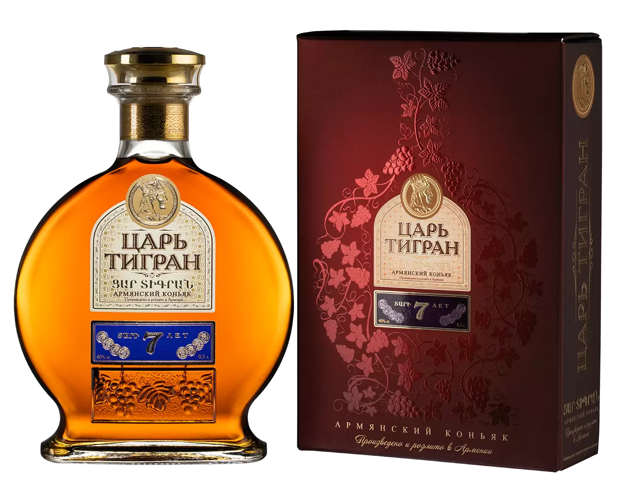 Бренди Царь Тигран 7 лет 0.5 л Gift Box