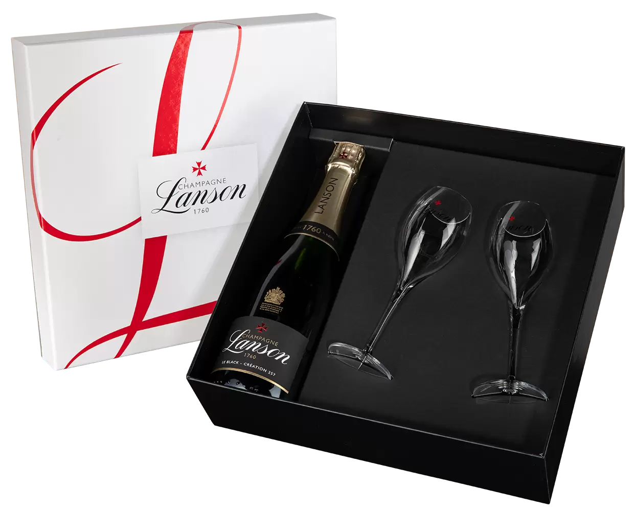 Шампанское Le Black Crеation 257 Brut Lanson 2 Glasses 0.75 л в подарочной упаковке