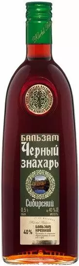 Ликер травяной Черный Знахарь Сибирский Бальзам Крепкий 0.5 л