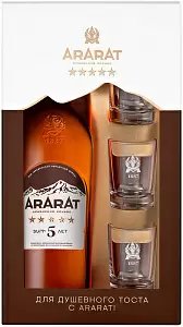 Коньяк Арарат 5 звезд 0.7 л Gift Box Set 3 Glass