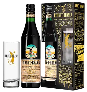 Ликер Fernet Branca 0.7 л в подарочной упаковке со стаканом