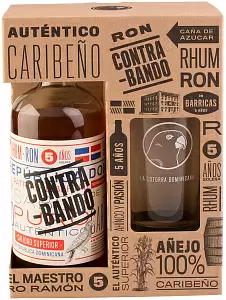 Ром Contrabando 5 Years Old 0.7 л Gift Box Set 1 Glass