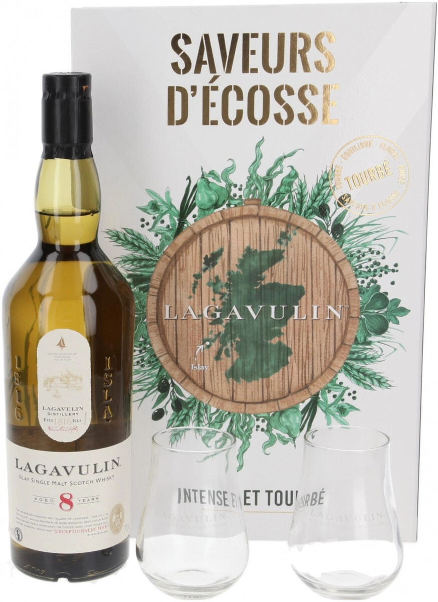 Виски Lagavulin 8 Years Old 2 Glasses 0.7 л в подарочной упаковке
