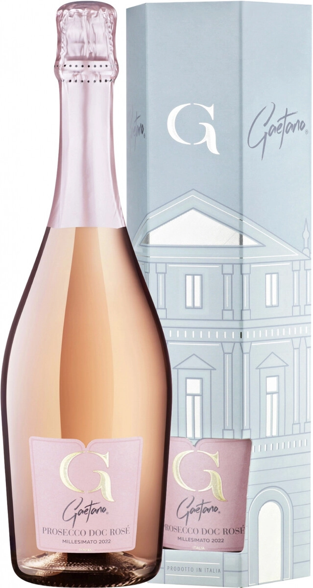 Игристое вино Gaetano Prosecco DOC Rose Millesimato 0.75 л в подарочной упаковке