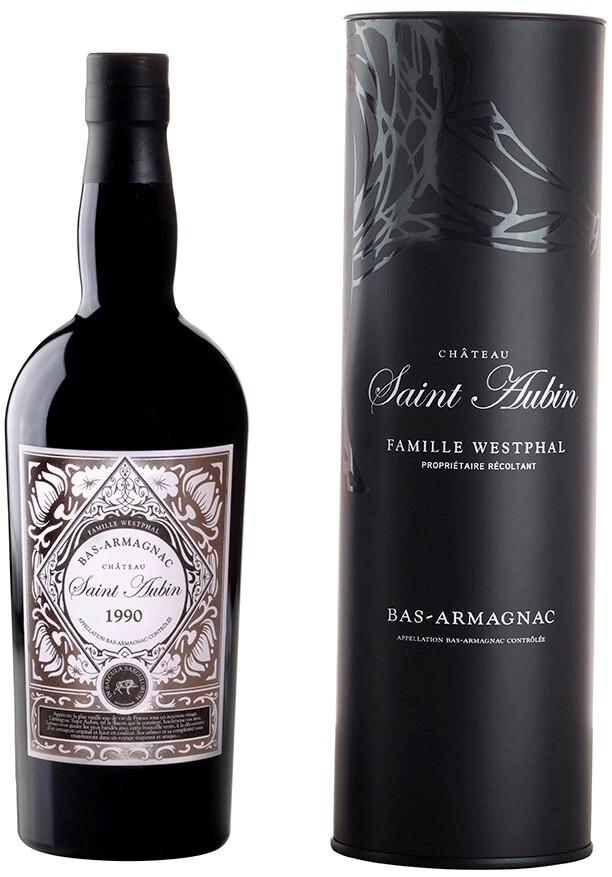 Арманьяк Saint Aubin Bas-Armagnac AOC 1990 г. 0.7 л в подарочной упаковке