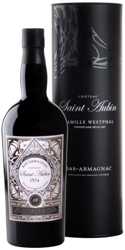Арманьяк Saint Aubin Bas-Armagnac AOC 1974 г. 0.7 л в подарочной упаковке