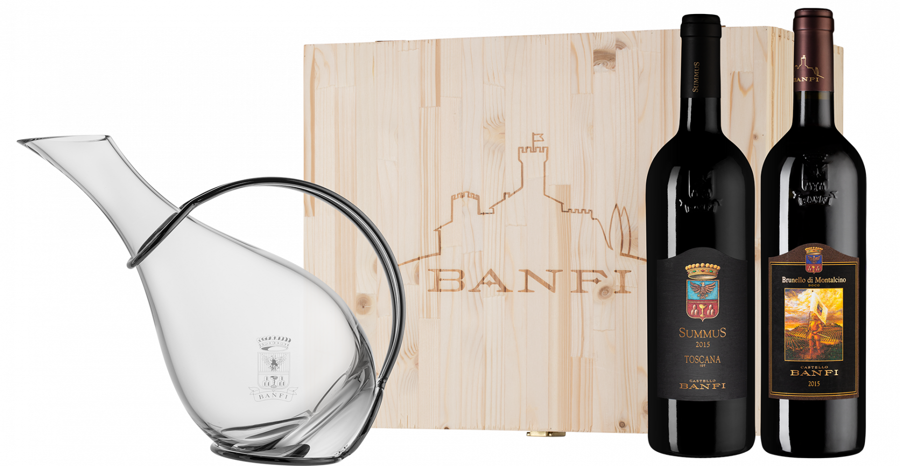 Вино Banfi: Summus 2015 + Brunello di Montalcino 2013 0.75 л 2 шт. Set 1 Decanter