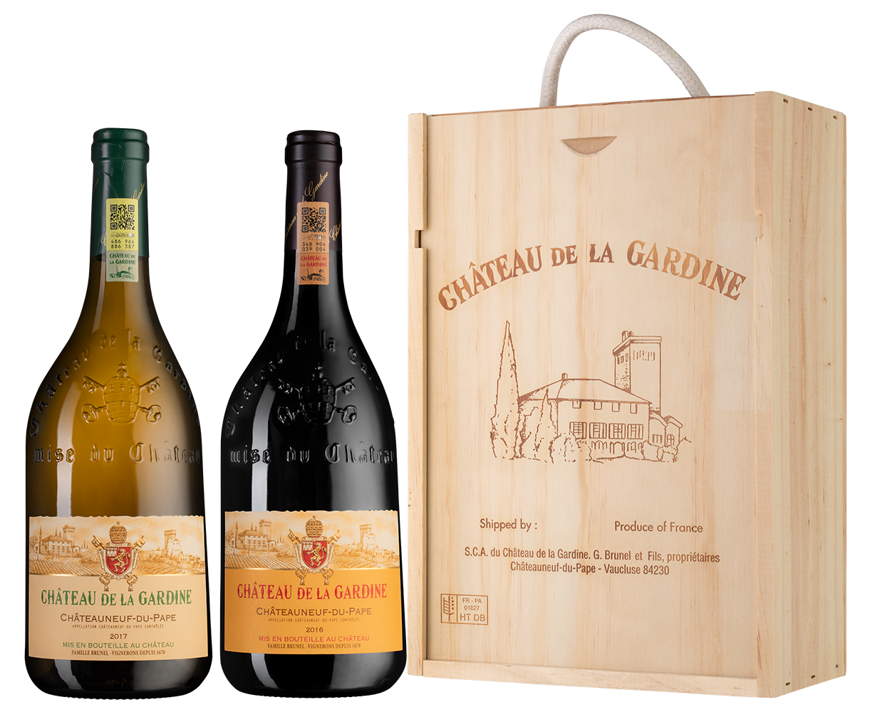 Вино Chateau de la Gardine: Chateauneuf-du-Pape Rouge + Blanc 2017 2 шт.