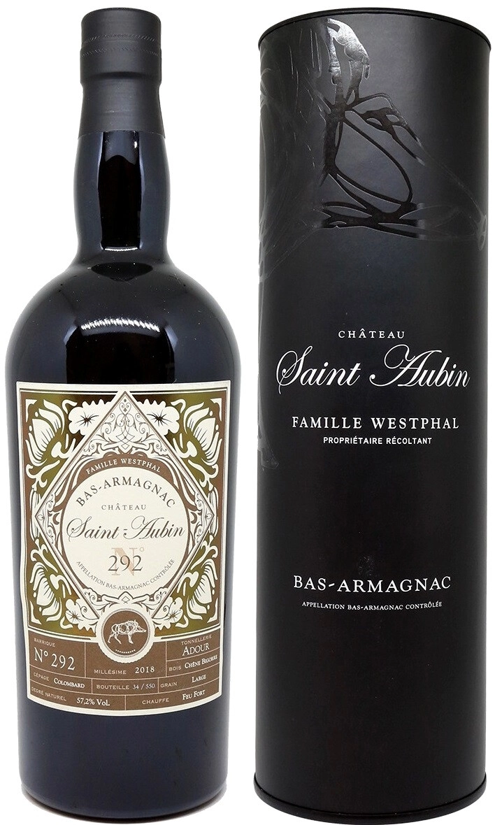 Арманьяк Saint Aubin №292 Colombard Bas-Armagnac AOC 2018 г. 0.7 л в подарочной упаковке