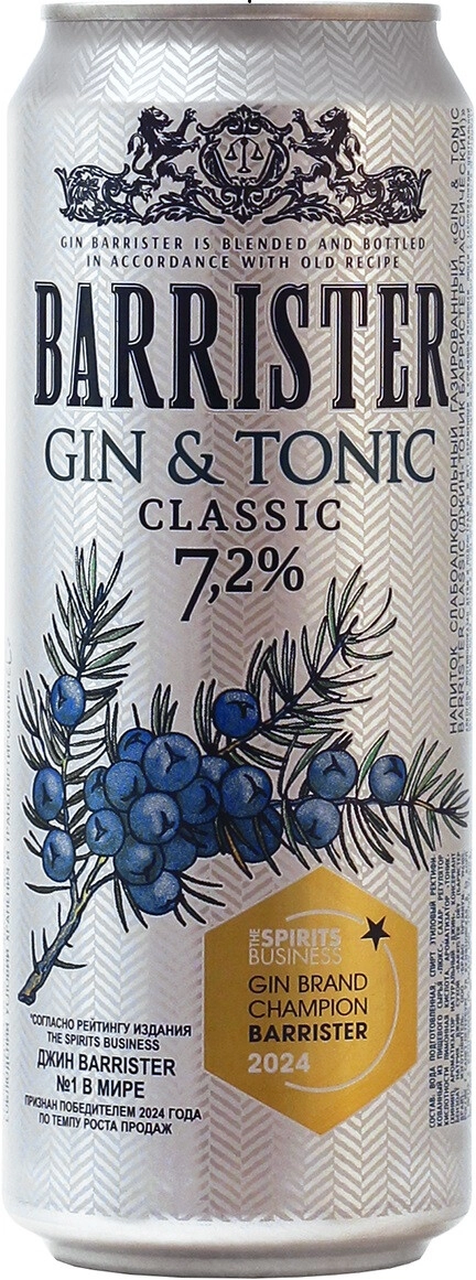 Напиток Barrister Gin & Tonic Classic Can 0.45 л