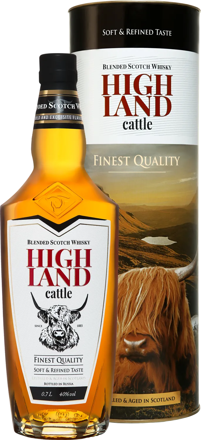 Виски Highland Cattle Blended Scotch Whisky Tube 0.7 л в подарочной упаковке