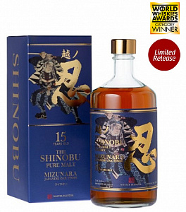 Виски Shinobu 15 Years Old Pure Malt Whisky Mizunara Oak Finish 0.7 л Gift Box