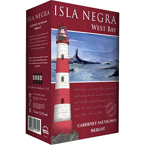 Красное Полусухое Вино Isla Negra Cabernet Sauvignon Merlot West Bay 2018 г. 3 л Tetra Pak