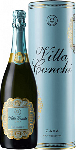 Белое Брют Игристое вино Villa Conchi Cava Brut Seleccion 0.75 л в подарочной упаковке