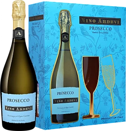 Игристое вино Nino Ardevi Prosecco DOC Extra Dry Progetti Agricoli 2 Glasses 0.75 л в подарочной упаковке