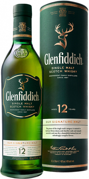 Виски Glenfiddich 12 Years Old Single Malt 0.5 л Gift Box