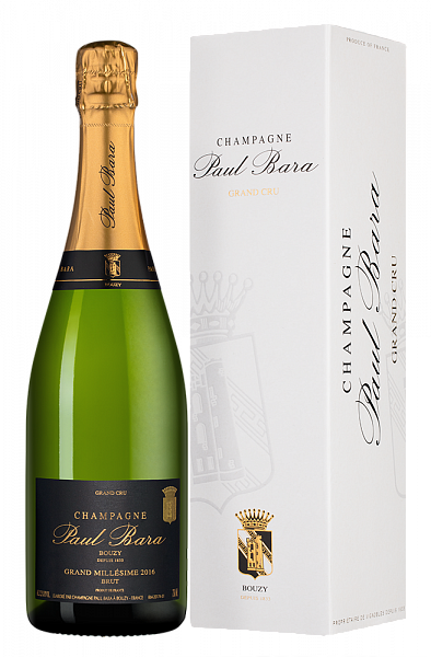 Шампанское Grand Millesime Grand Cru Bouzy Brut Paul Bara 2016 г. 0.75 л Gift Box