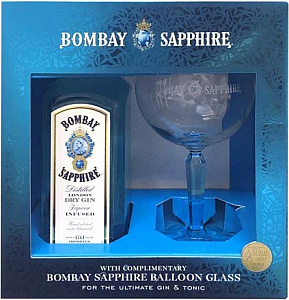 Джин Bombay Sapphire 1 Glass 0.7 л Gift Box