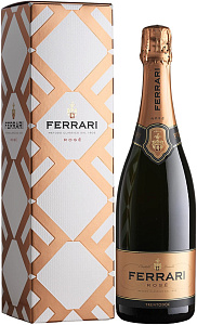 Розовое Брют Игристое вино Ferrari Rose Trento DOC 0.75 л в подарочной упаковке
