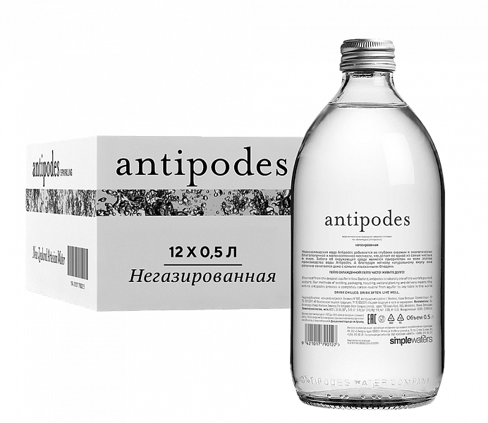 Вода негазированная Antipodes Glass 0.5 л 24 шт.