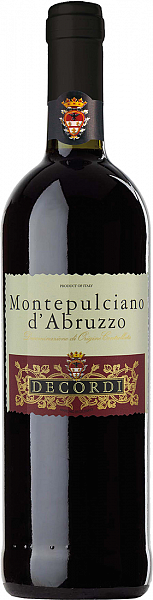 Вино Montepulciano d'Abruzzo DOC Decordi 2019 г. 0.75 л