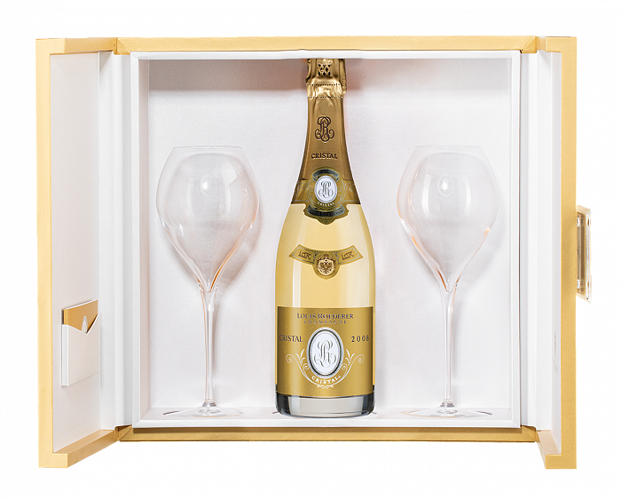 Шампанское Louis Roederer Cristal 2012 г. 0.75 л Gift Box Set 2 Glasses