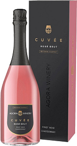 Розовое Брют Игристое вино Agora Cuvee Pinot Noir Chardonnay Brut 0.75 л в подарочной упаковке