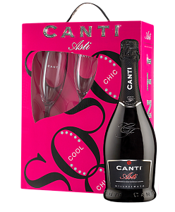 Игристое вино Canti Asti Set 2 Glasses 0.75 л Gift Box