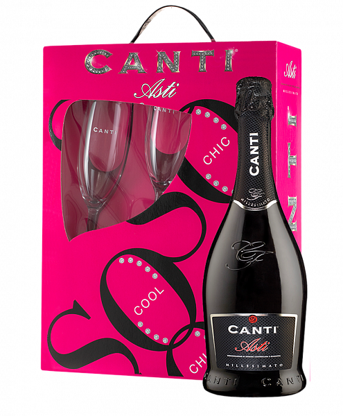 Игристое вино Asti 2019 г. 0.75 л Gift Box Set 2 Glasses