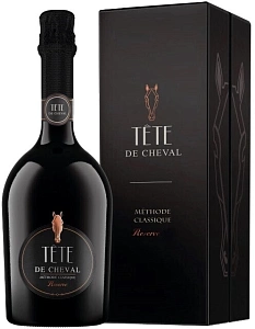 Игристое вино Tete de Cheval Brut Reserve 0.75 л в подарочной упаковке