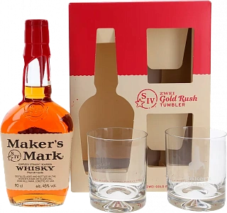 Виски Maker's Mark Kentucky Straight Bourbon Whisky 2 Glasses 0.7 л в подарочной упаковке